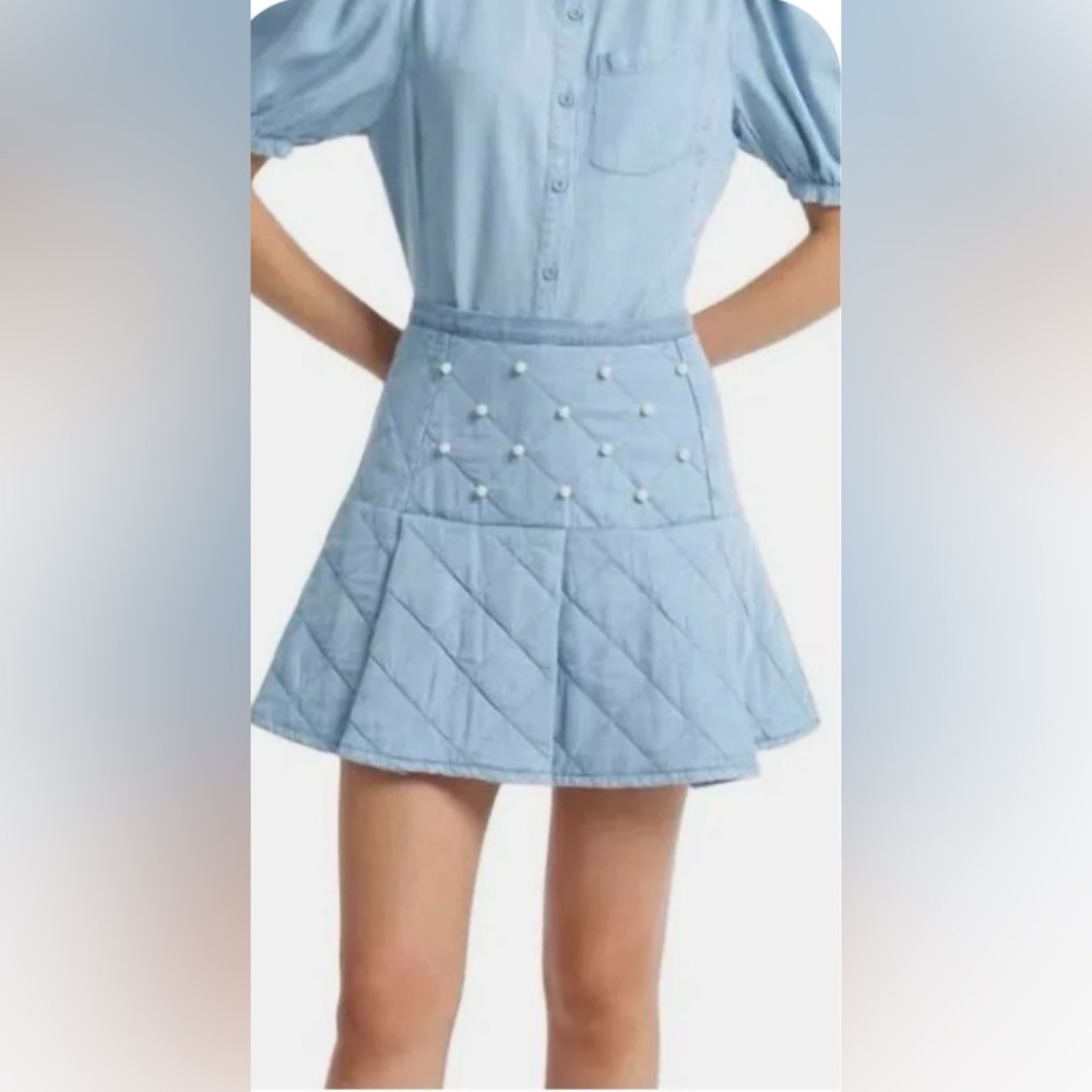 NWT Stellah Faux Pearl Quilted Mini Skirt - Picture 2 of 8